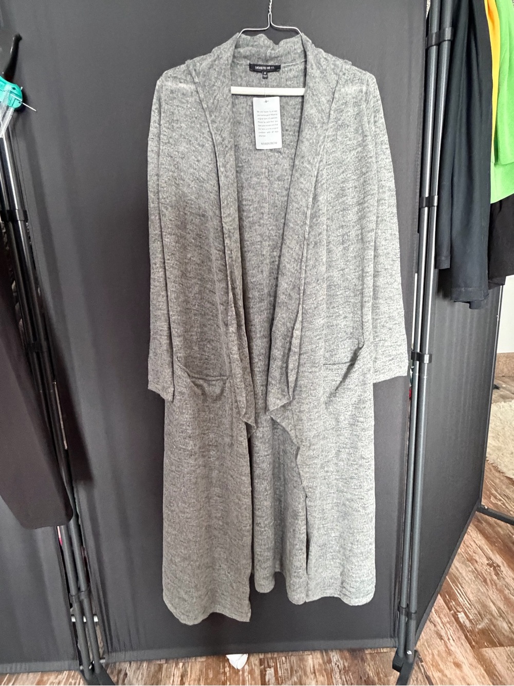Lafayette 148 New York Heather Gray Open-Front Cardigan Medium cashmere blend - Picture 3 of 9